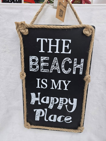 848913 GLITZHOME "THE BEACH IS MY HAPPY PLACE" WOODEN BEACH SIGN