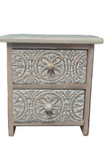 Q19T001 NIKKY HOME HANDCARVED MANGO WOOD BOX WITH DRAWERS RUSTIC WHITE