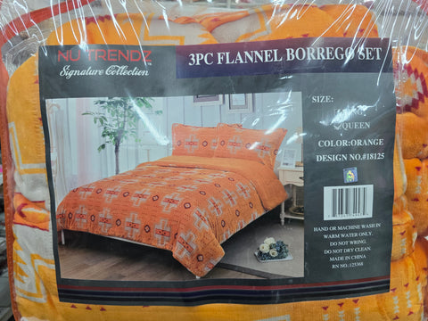 18125 NU TRENDZ QUEEN 3PC FLANNEL BORREGO 3PC SET