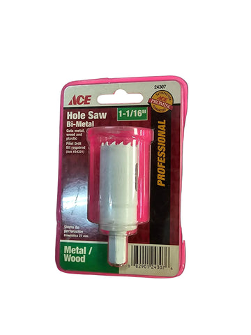 24307 ACE 1 1/16" Bi-Metal Hole Saw Pilot Drill Bit Required