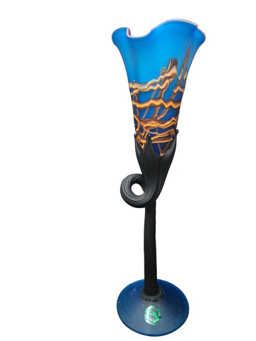 CH614TQBL-1 CANDLE HOLDER BAIJAN GLASS