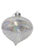 0961 CLEAR LUSTER WITH SUGAR SPRINKLES CHRISTMAS ORNAMENTS 3PC 3 DIFFERENT DESIGNS