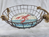 841969 GLITZHOME "FRESHEST SEAFOOD LOBSTER HOUSE" WIRE BASKET