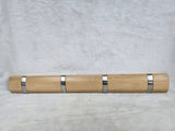 ND150319-4 NIKKY HOME BAMBOO WALL RACK WITH STAINLESS STEEL FOLDING HOOKS