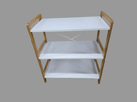 3606117 BROBY 3 TIER SHELF BAMBOO SIDES WHITE SHELVES