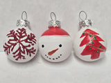 150-1 HAND BLOWN MINI-CHRISTMAS ORNAMENT 20 PACK 1 1/4" SNOWMAN SNOWFLAKE CHRISTMAS TREE