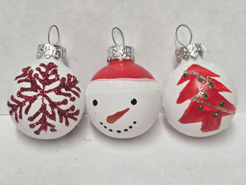 150-1 HAND BLOWN MINI-CHRISTMAS ORNAMENT 20 PACK 1 1/4" SNOWMAN SNOWFLAKE CHRISTMAS TREE