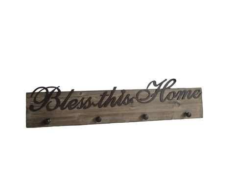 09780 HDC WOOD & IRON BLESS THIS HOME WITH PEG HOOKS