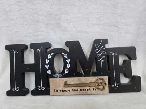 22-0017 HDC LIGHTED SIGN "HOME IS WHERE THE HEART IS" BLACK