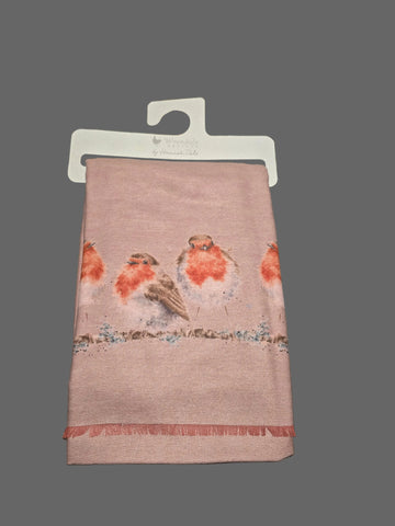 WSCF003 "JOLLY ROBIN" COLOUR TAUPE REVERSE SIDE COLOUR PINK WRENDALE DESIGNS