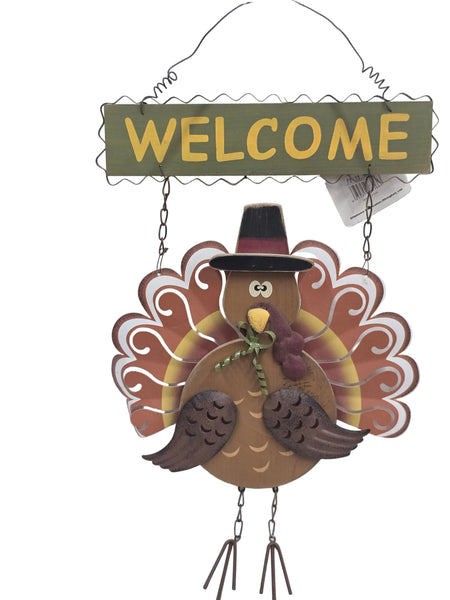 831663 GLITZHOME "WELCOME TURKEY" & HANGING SIGN – THE LIQUIDATORS USA