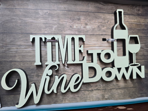 TY8701 BOXER GIFTS "TIME TO WINE DOWN" SCROLLED WOOD WINE WALL DECOR