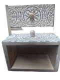 Q19T001 NIKKY HOME HANDCARVED MANGO WOOD BOX WITH DRAWERS RUSTIC WHITE