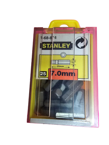 1-68-874 STANELY 7MM HEX DRIVE BIT 1/4" Shank 25 Pack
