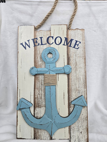 868218 GLITZHOME WOODEN BEACH HANGING ANCHOR