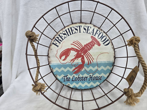 841969 GLITZHOME "FRESHEST SEAFOOD LOBSTER HOUSE" WIRE BASKET