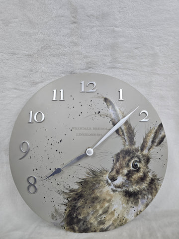 CLK003 HARE CLOCK 12" DIA. WRENDALE DESIGNS