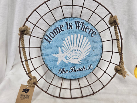 841969 GLITZHOME "HOME IS WHERE THE BEACH IS" WIRE BASKET