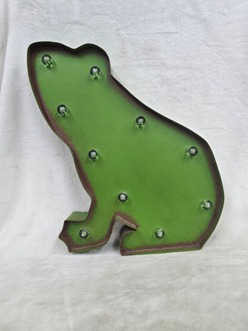 847497 GLITZHOME FROG GREEN METAL LED SIGN