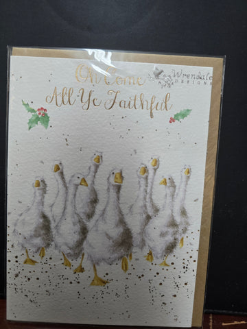 AX006 "OH COME ALL YE FAITHFUL" CHRISTMAS CARD WRENDALE DESIGNS