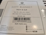 BD-1009 MOTINI SOFT BLANKET BLACK-GREY- WHITE STRIPE