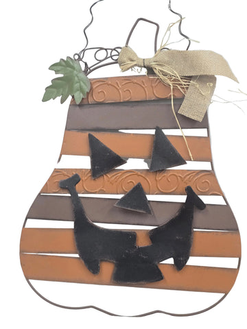 851265 GLITZHOME JACK-O'-LANTERN METAL HANGING SIGN