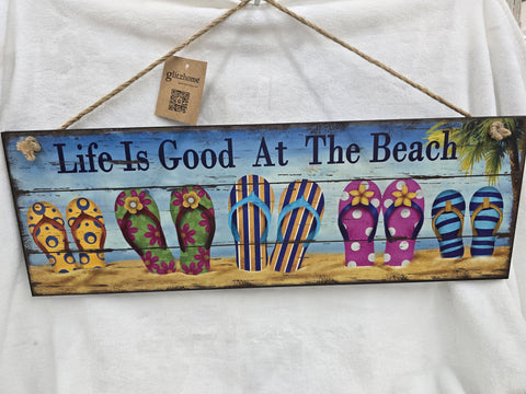 842188 GLITZHOME WOODEN BEACH SIGN HANGING