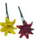 858677 GLITZHOME 2 PC SET GLASS LILY PICK RED/YELLOW