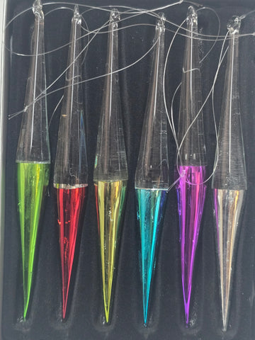011-2 MULTI COLOR GLASS ICE CYCLES ORNEMATS 5 1/2"