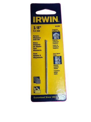 61108 1/8" IRWIN ROTARY MASONARY DRILL BIT