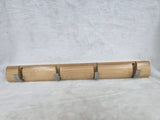 ND150319-4 NIKKY HOME BAMBOO WALL RACK WITH STAINLESS STEEL FOLDING HOOKS