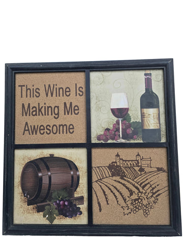 847824-B GLITZHOME WOODEN WALL SIGN WINE "THIS WINE IS MAKING ME AWESOME"