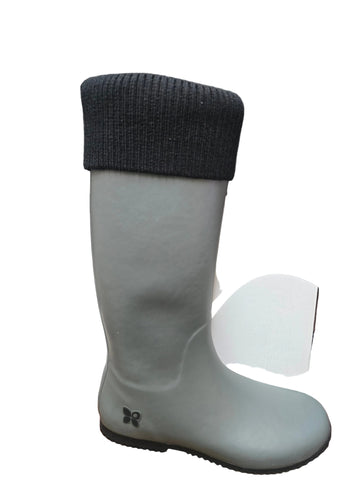 BT08-001-751-38 BUTTERFLYTWISTS WINDSOR GRAY/BLACK KNIT SIZE 7 RAIN BOOT