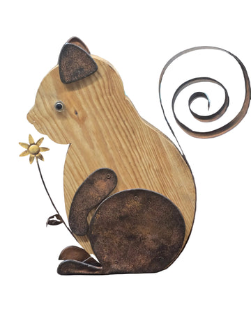 02143 GLITZHOME IRON & WOOD GARDEN SQUIRREL