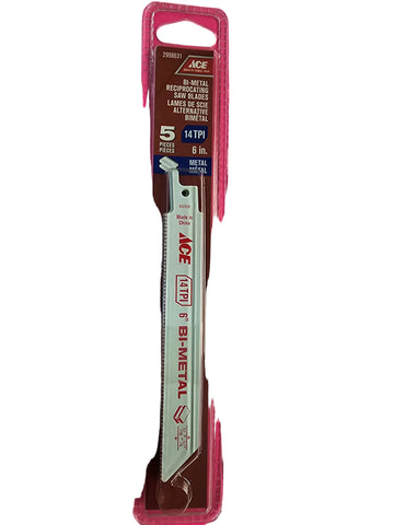2998631 ACE 6" Reciprocating Blade 14 TPI Bi-Metal 5 Pack