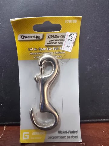 7010S Secure Line1/4" Open Eye Bolt Snap