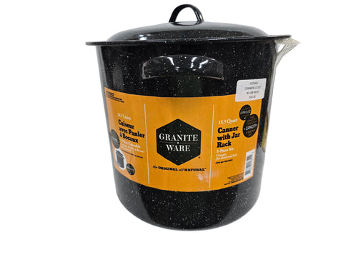 320682 GRANITE WARE CANNER WITH JAR RACK 15.5QT BLACK
