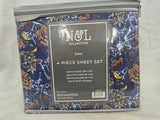 480553 FLORA BLUE N&L COLLECTION KING 4PC SHEET SET