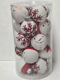 150-1 HAND BLOWN MINI-CHRISTMAS ORNAMENT 20 PACK 1 1/4" SNOWMAN SNOWFLAKE CHRISTMAS TREE