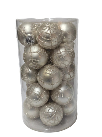 140-4 HAND BLOWN MINI-CHRISTMAS ORNAMENT 20 PACK 1 1/4" DIA. SILVER