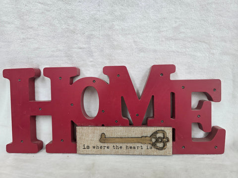 22-0018 HDC LIGHTED SIGN "HOME IS WHERE THE HEART IS" RED