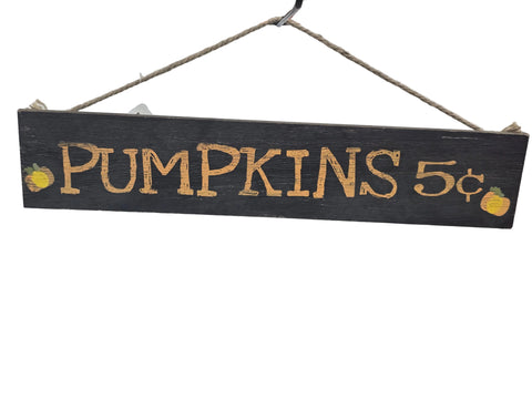 8863022 GLITZHOME "PUMPKINS 5 CENTS" HANGING SIGN
