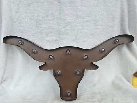 845974 GLITZHOME LONGHORN METAL LED SIGN