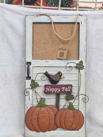 849804 GLITZHOME "HAPPY FALL" LOUVER DOOR HANGING SIGN