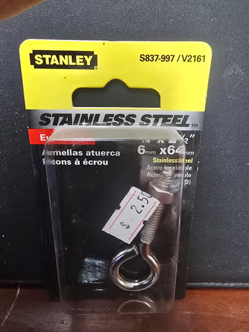 S837-997 Stanley 1/4" x 2-1/2" Eye Bolt