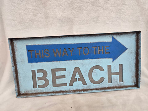 859285 GLITZHOME METAL "THIS WAY TO THE BEACH" LED SIGN