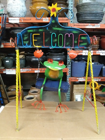 Swing Frog Welcome-Metal Decor
