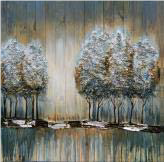 29-0001 HDC ORNATE ON WOOD TREES GREY 32"X32"