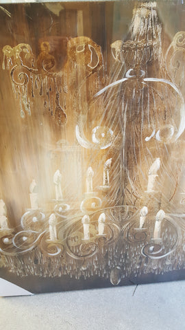 29-0005 HDC CANVAS 'SEPIA CHANDELIER' 40"X 40"