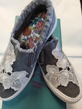BLOWFISH COCO LACE FLORAL DISTRESSED GRAY SNEAKER